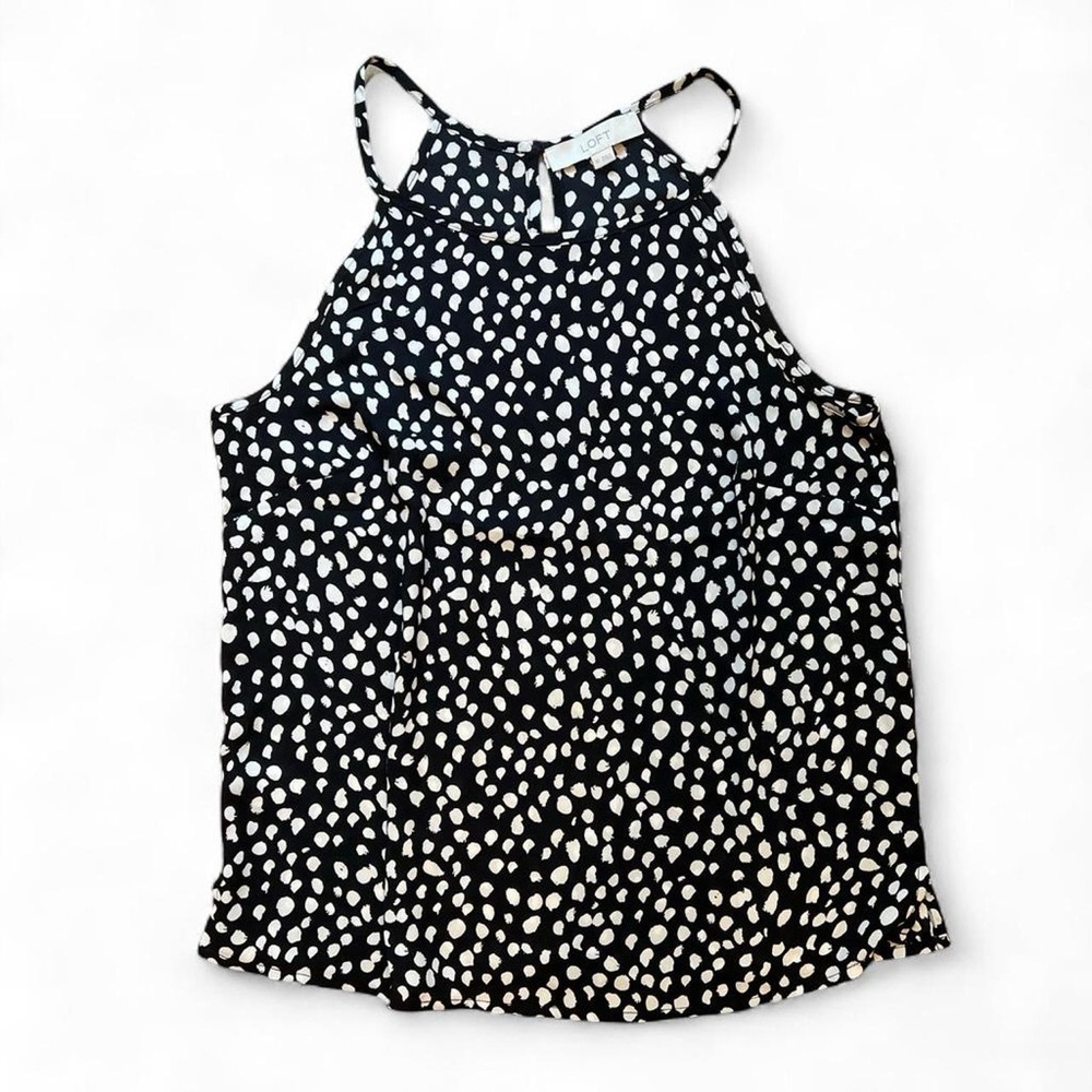 LOFT Black and White Spotted High Neck top - XS